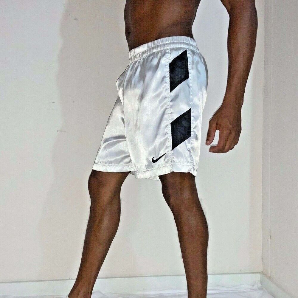 Nike 90s Super Rare Vintage America Satin Nylon Soccer Shorts White Black S